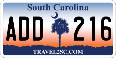 SC license plate ADD216