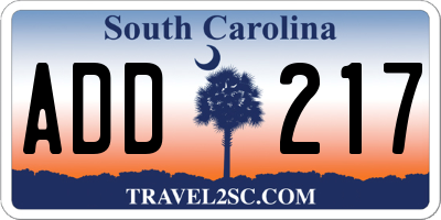 SC license plate ADD217
