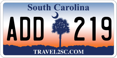 SC license plate ADD219