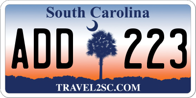 SC license plate ADD223