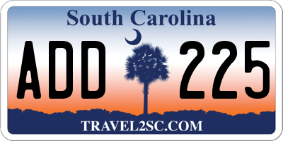 SC license plate ADD225