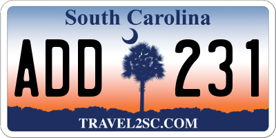 SC license plate ADD231