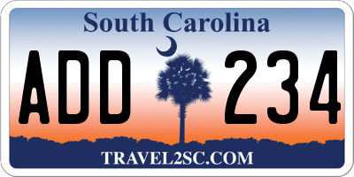 SC license plate ADD234