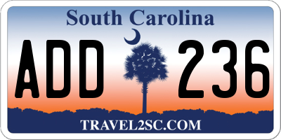 SC license plate ADD236