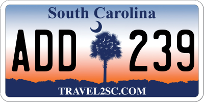 SC license plate ADD239