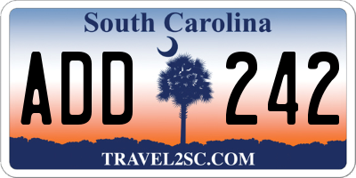 SC license plate ADD242