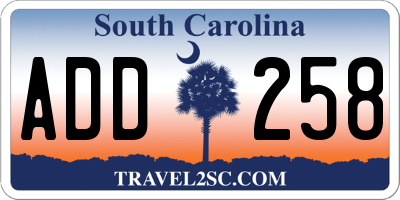 SC license plate ADD258