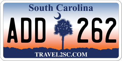 SC license plate ADD262