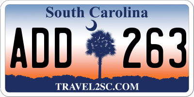SC license plate ADD263