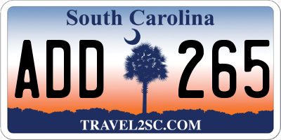 SC license plate ADD265