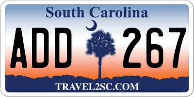 SC license plate ADD267