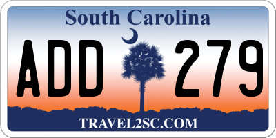SC license plate ADD279