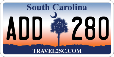 SC license plate ADD280