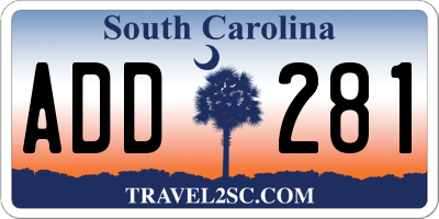 SC license plate ADD281