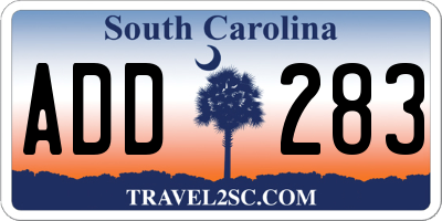 SC license plate ADD283