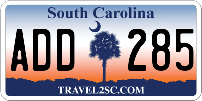 SC license plate ADD285