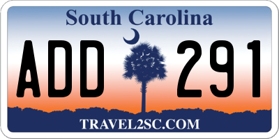 SC license plate ADD291