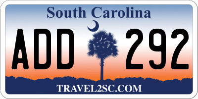 SC license plate ADD292