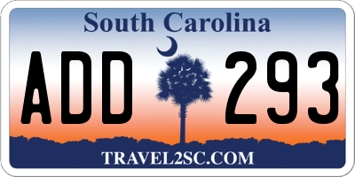 SC license plate ADD293