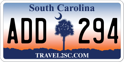 SC license plate ADD294