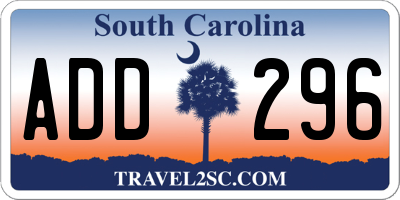 SC license plate ADD296