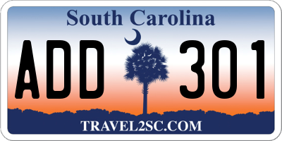 SC license plate ADD301
