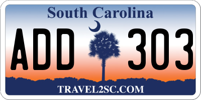 SC license plate ADD303