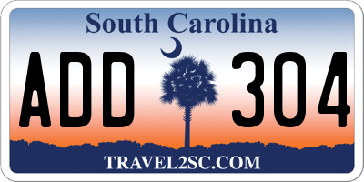 SC license plate ADD304