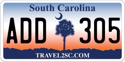 SC license plate ADD305