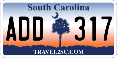 SC license plate ADD317