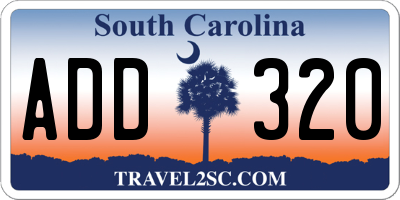 SC license plate ADD320