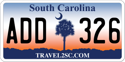 SC license plate ADD326