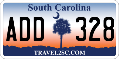 SC license plate ADD328