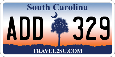 SC license plate ADD329