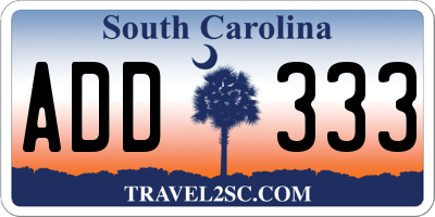 SC license plate ADD333
