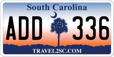 SC license plate ADD336