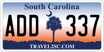 SC license plate ADD337