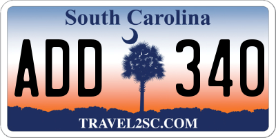SC license plate ADD340
