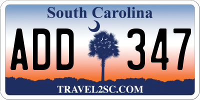 SC license plate ADD347