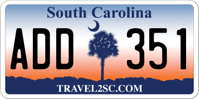 SC license plate ADD351