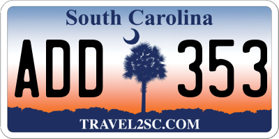 SC license plate ADD353