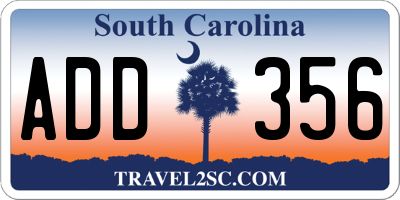 SC license plate ADD356