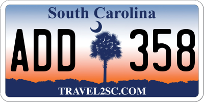 SC license plate ADD358