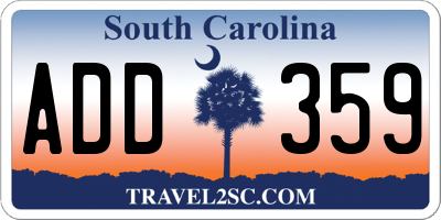 SC license plate ADD359
