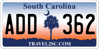 SC license plate ADD362