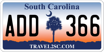 SC license plate ADD366