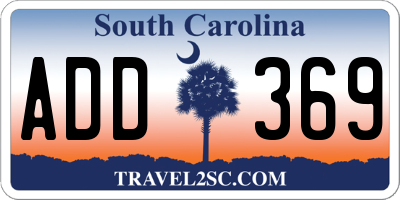 SC license plate ADD369