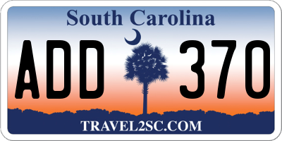SC license plate ADD370