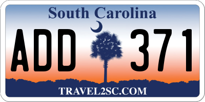 SC license plate ADD371