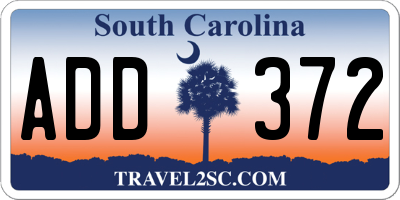 SC license plate ADD372